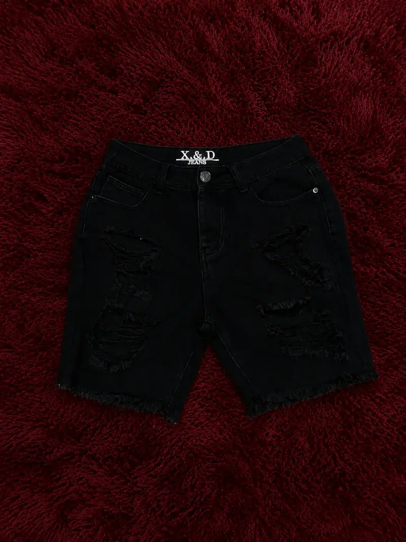 Shorts de mezclilla negros desgastados X&D