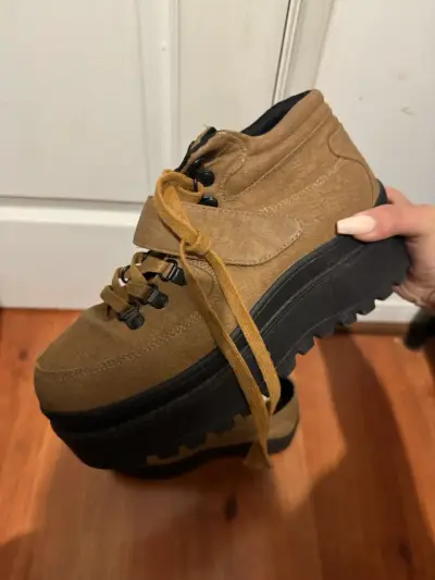 Botines de cuero marrón con plataforma - miniatura 2
