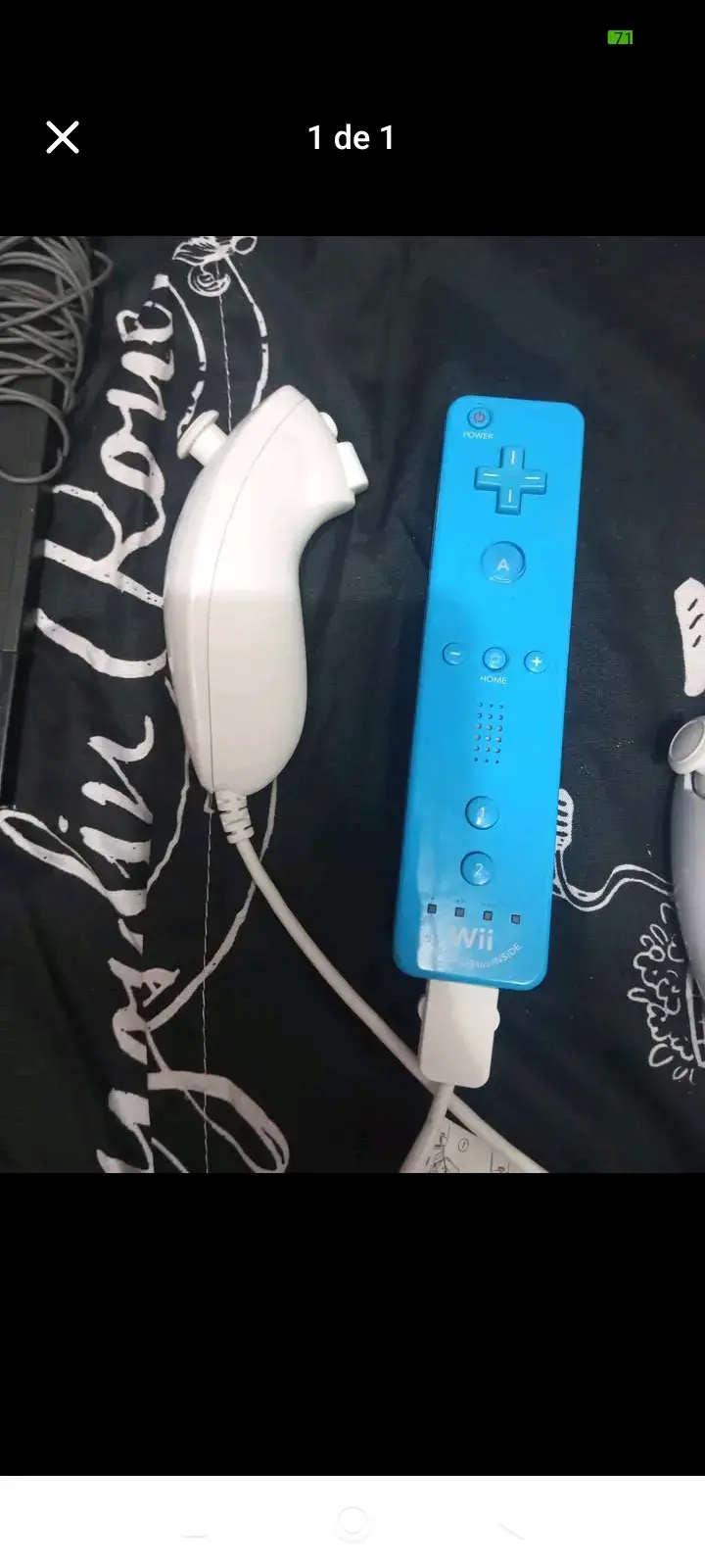 Control remoto Wii azul con nunchuk