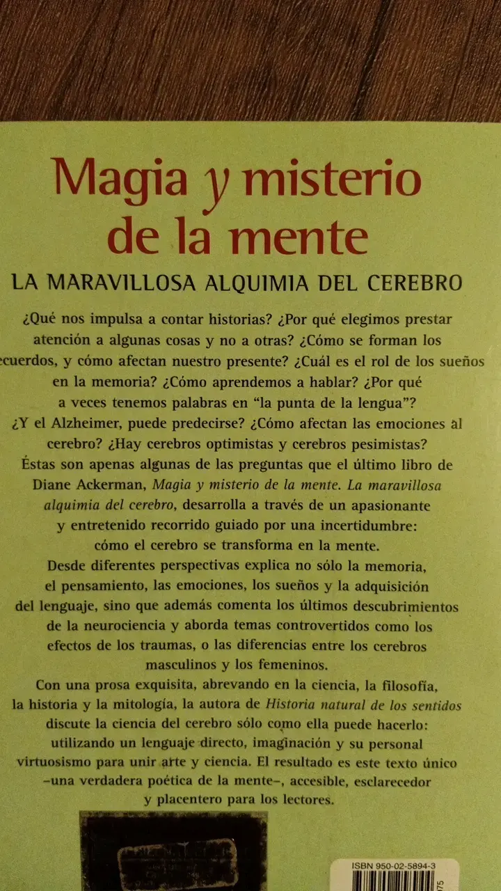 Libro Magia y Misterio de la Mente de Diane Ackerman - 2