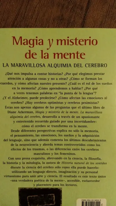Libro Magia y Misterio de la Mente de Diane Ackerman - miniatura 2