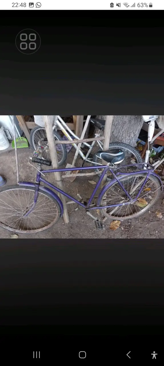 Bicicleta vintage morada conparrilla trasera - 2