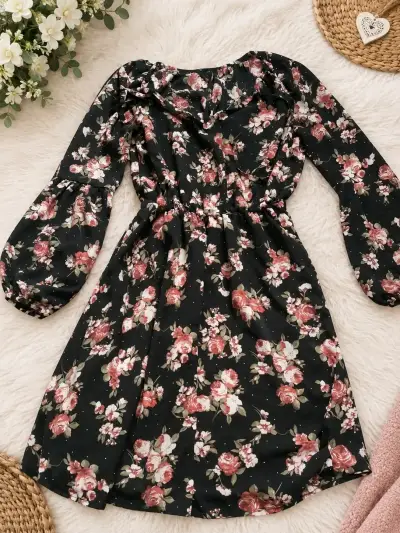 Vestido largo estampado floral tropical - miniatura 4