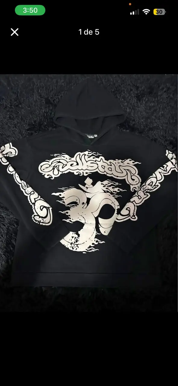 Polerón negro con capucha Hellstar diseño gráfico - 2