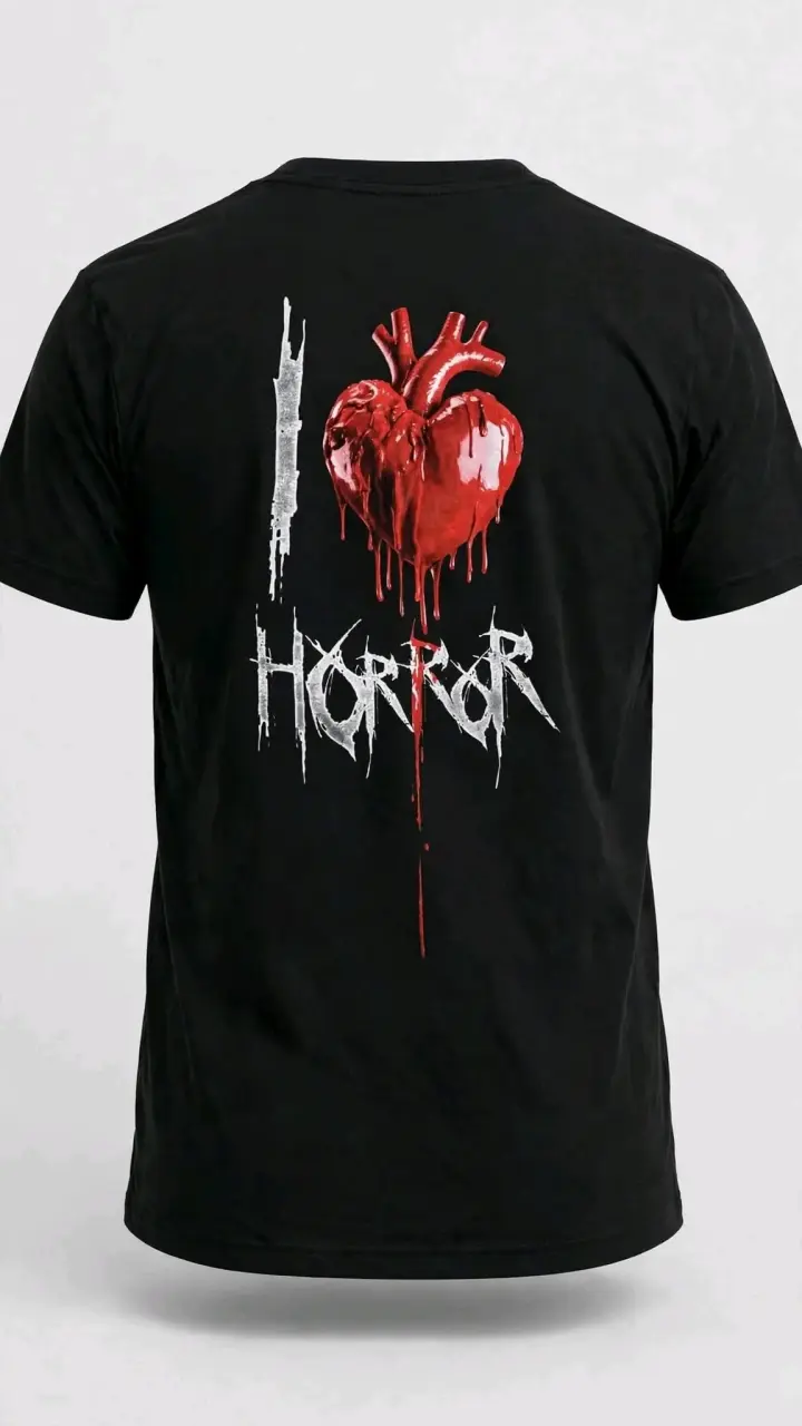 Polera Negra de Terror con Estampado de Películas - 3
