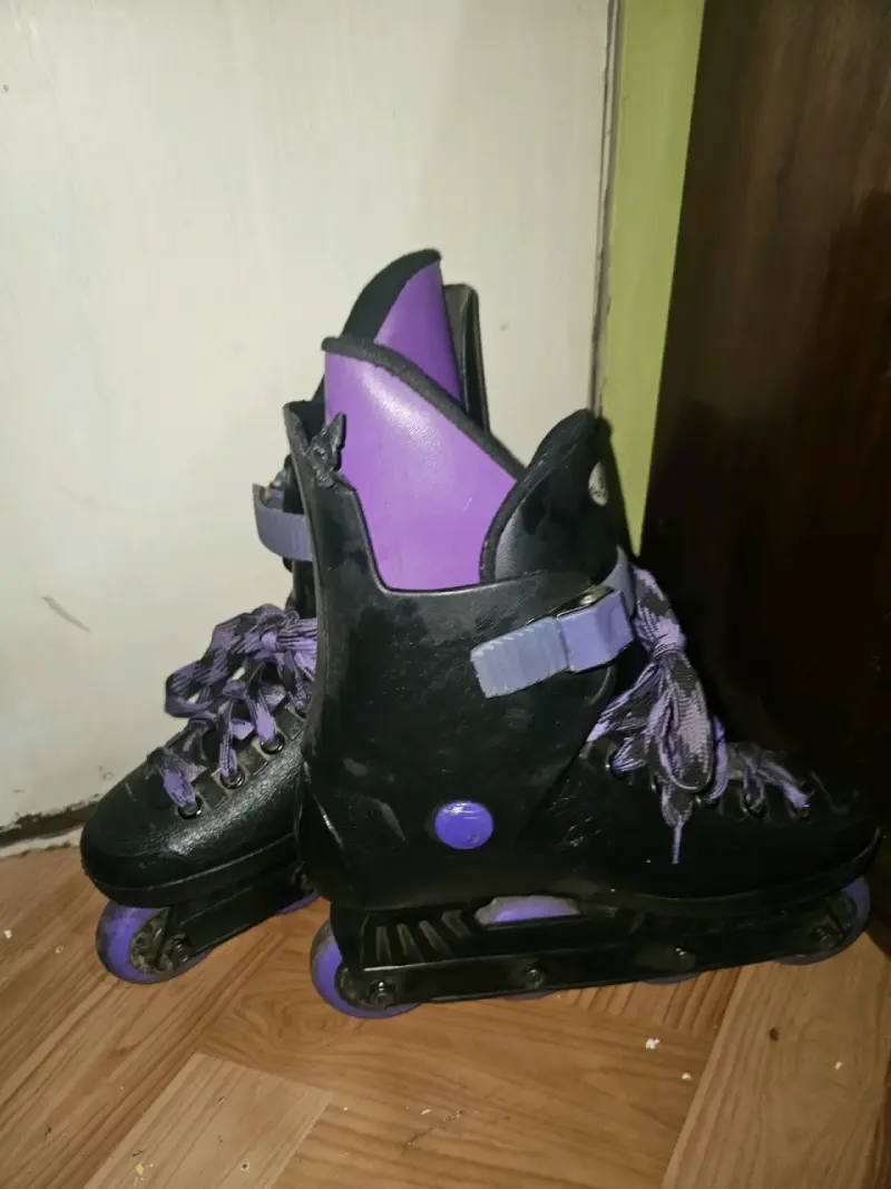 Patines en línea talla 38 negros y morados - 2
