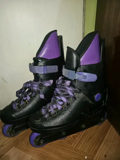 Patines en línea talla 38 negros y morados - miniatura 4