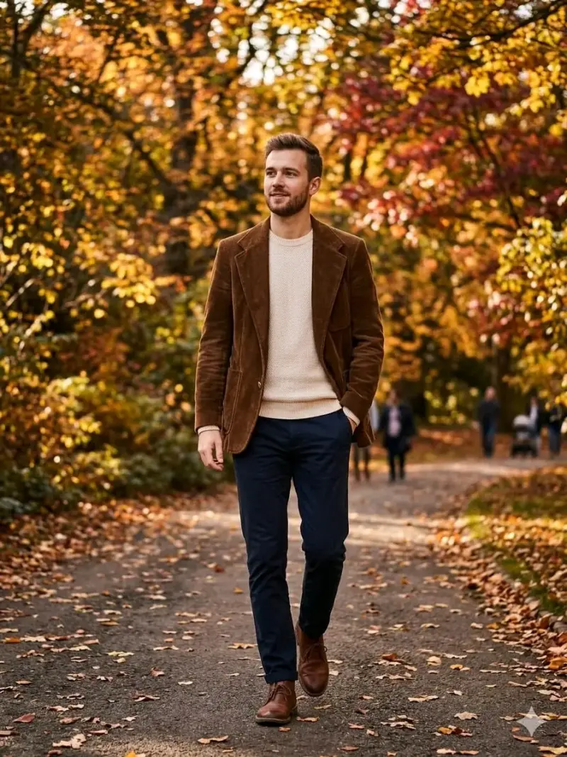 Blazer de pana marrón para hombre - 3