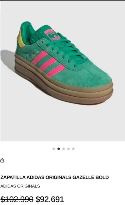 Zapatillas Adidas Gazelle Bold Mujer Verde - miniatura 3