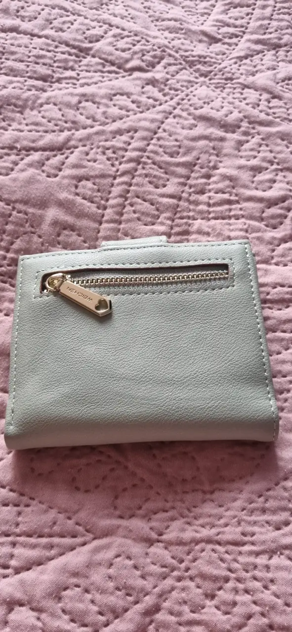 Billetera de cuero verde tenue con cierre - 2