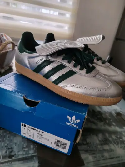 Zapatillas Adidas Samba LT W plateadas y verdes - miniatura 3