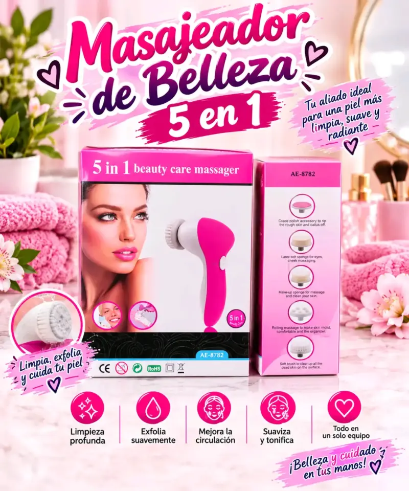 Masajeador de Belleza 5 en 1 para Cuidado Facial