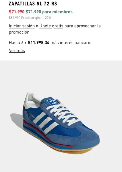 Zapatillas Adidas SL 72 OG W Azul y Blanco - miniatura 4