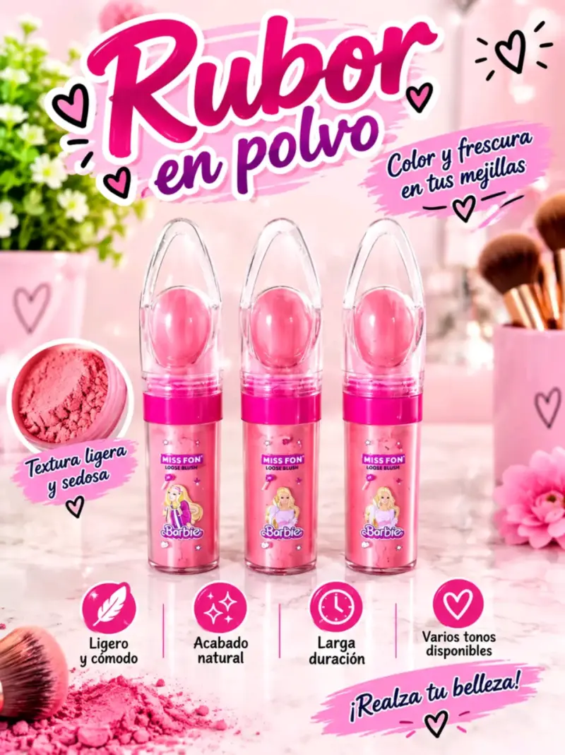 Rubor en Polvo Miss Fon Barbie Color Rosa