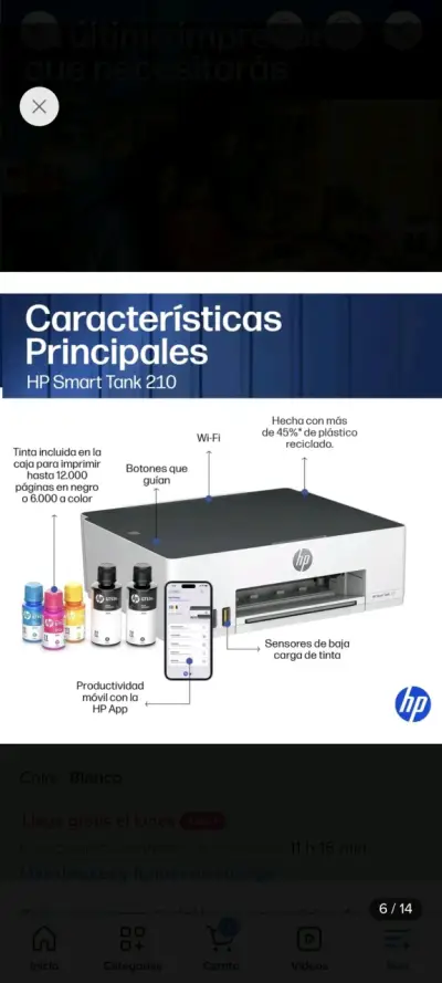 Impresora HP Smart Tank 210 con Tinta Incluida - miniatura 1