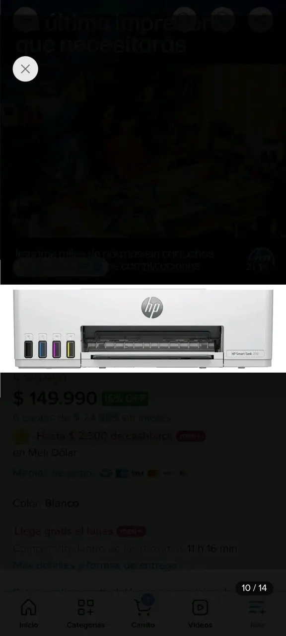 Impresora HP Smart Tank 210 con Tinta Incluida - 3