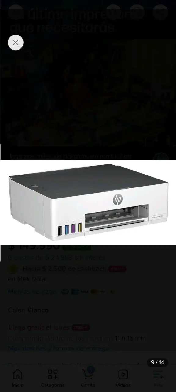 Impresora HP Smart Tank 210 con Tinta Incluida - 5