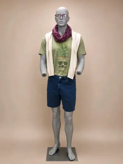 Maniquí de exhibición gris con soporte - miniatura 1