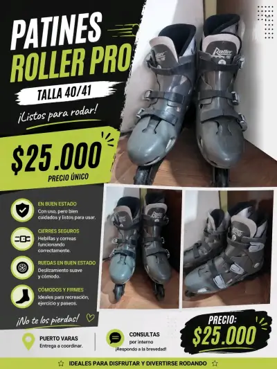 Patines Roller Pro talla 40/41 en buen estado - miniatura 1