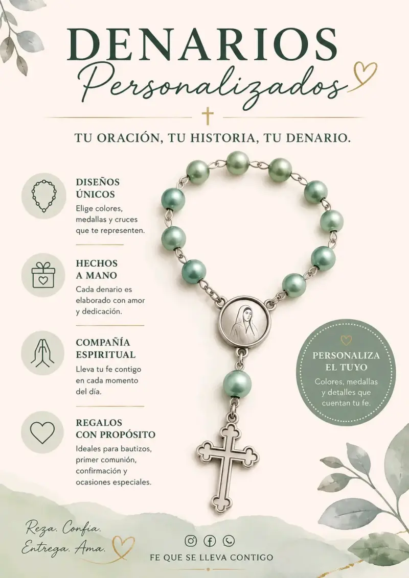Denario personalizado con cuentas verdes