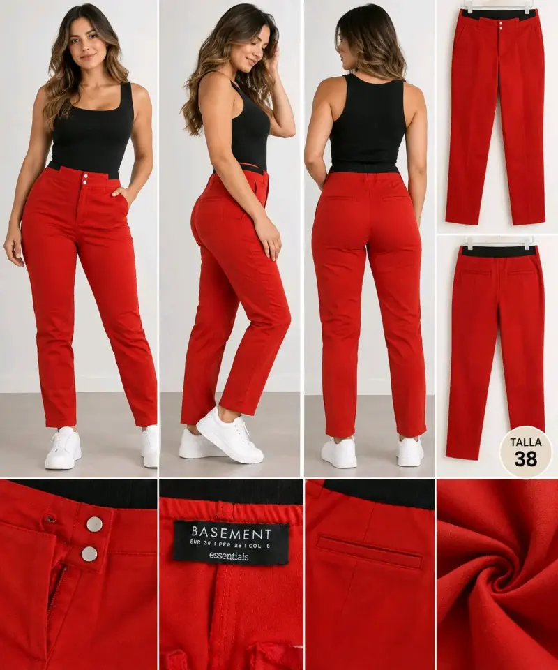 Pantalones rojos Basement Essentials talla 38