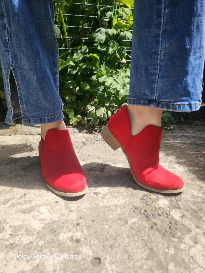 Botines rojos de gamuza para mujer - 3