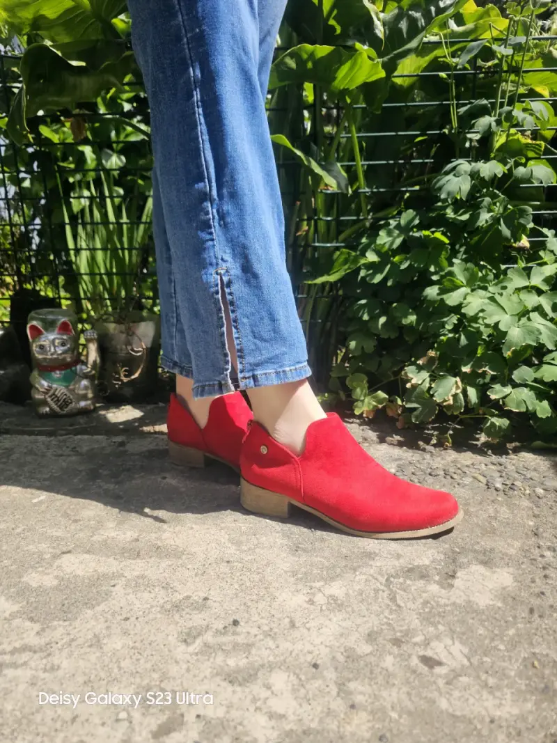 Botines rojos de gamuza para mujer - 4