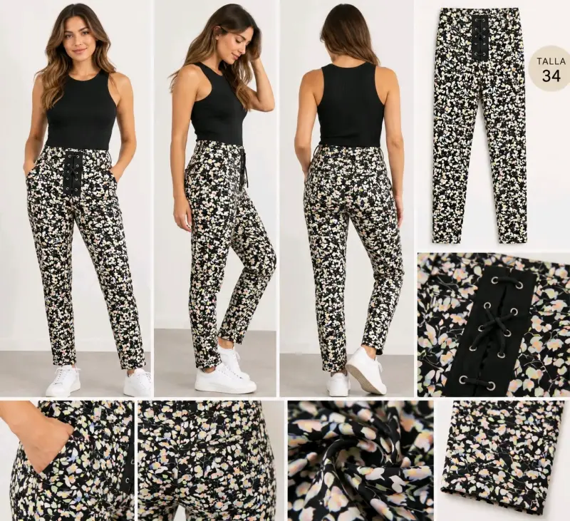 Pantalones estampados florales talla 34