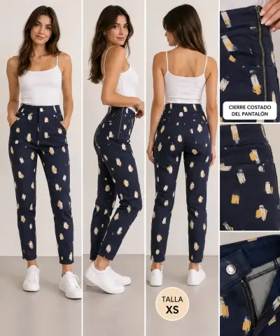 Pantalones azul marino con estampado abstracto - miniatura 1