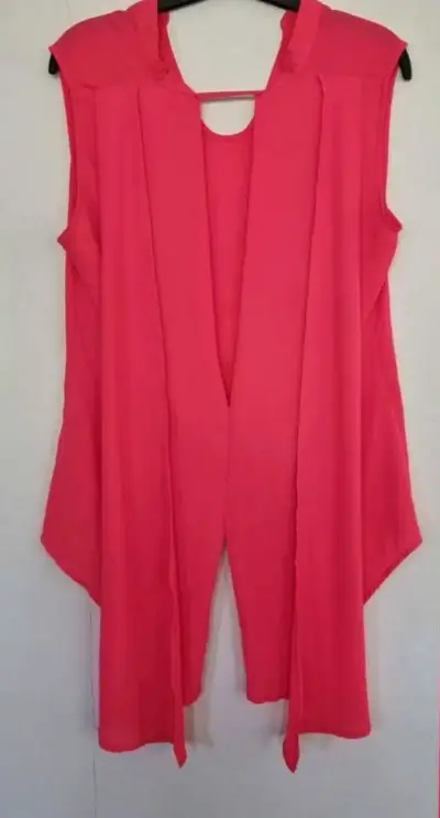 Blusa sin mangas fucsia con diseño asimétrico - miniatura 3