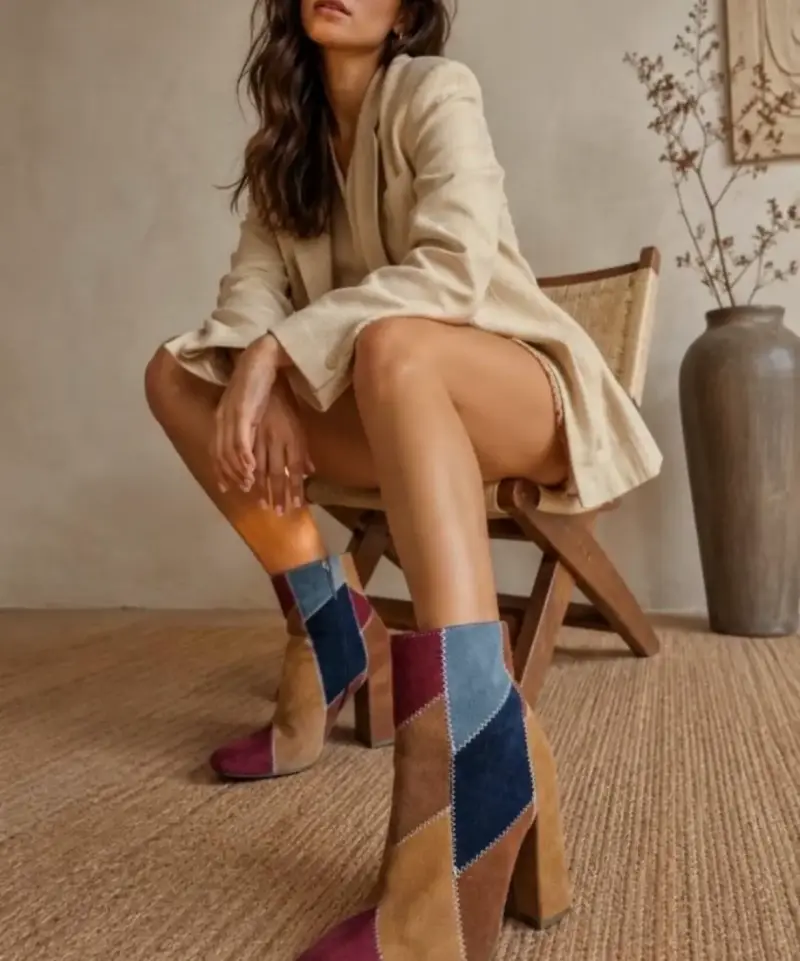 Botines de tacón alto multicolor para mujer - 1