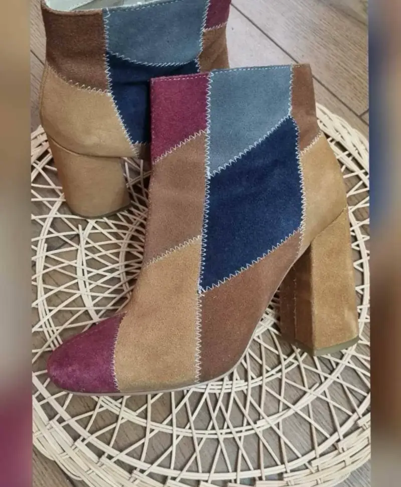 Botines de tacón alto multicolor para mujer - 2