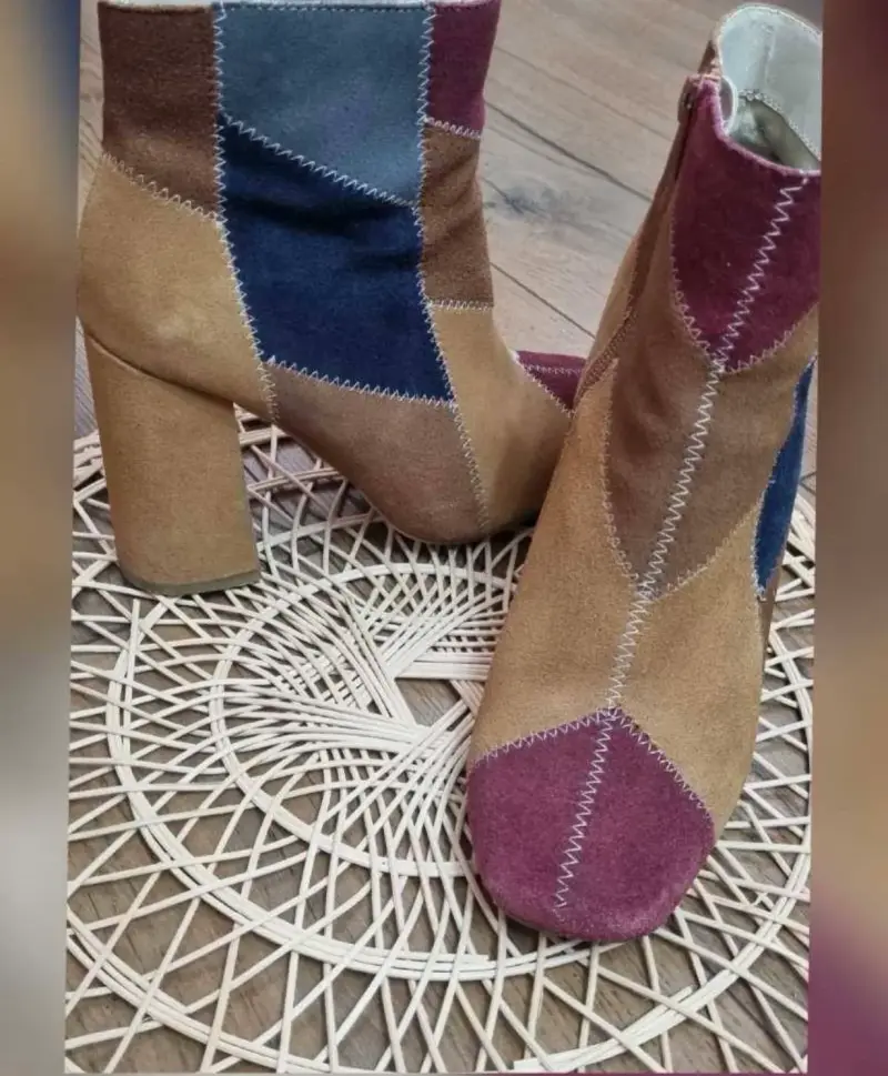 Botines de tacón alto multicolor para mujer - 3