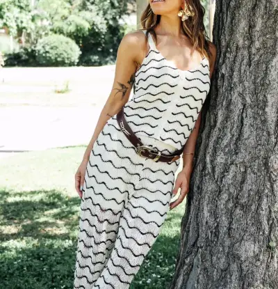 Conjunto top y pantalón Cali diseño ondulado - miniatura 1