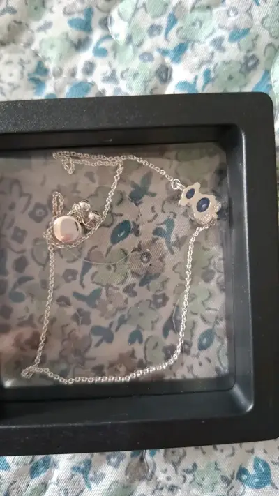 Pulsera de plata tous con dije de piedras azules - miniatura 2