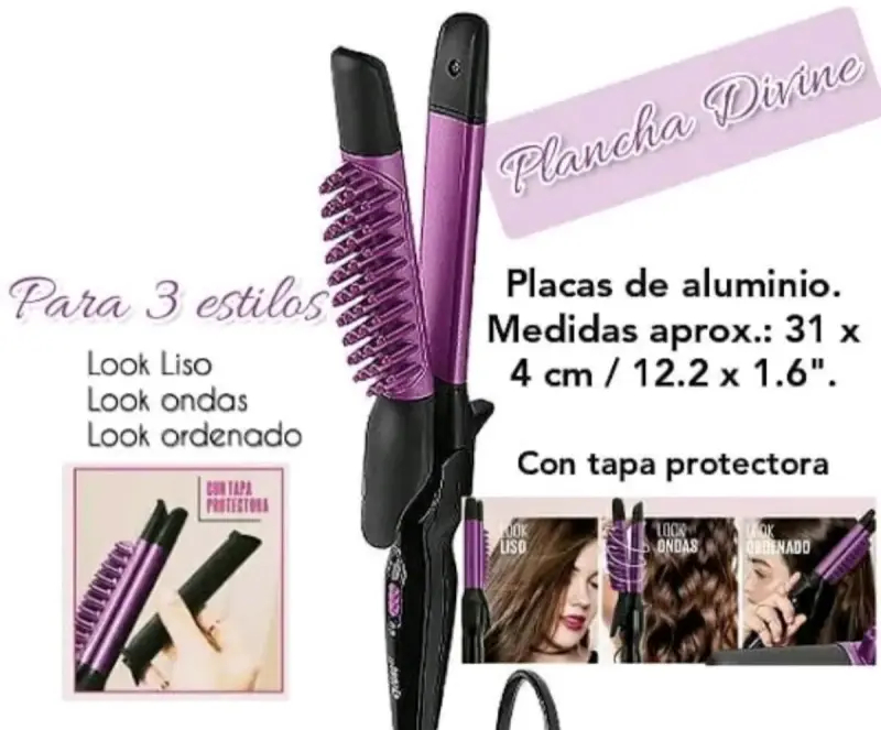 Plancha de Pelo 3 en 1 Divine con Placas de Alumin - 1