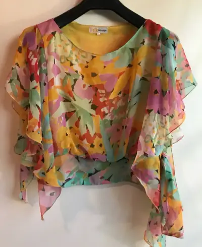 Blusa de gasa estampada multicolor - miniatura 1