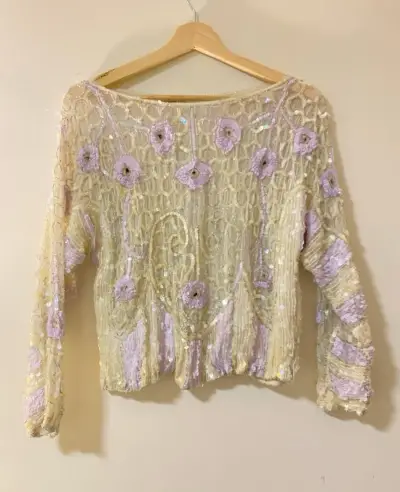 Blusa de encaje con lentejuelas Evoque Nadia - miniatura 1
