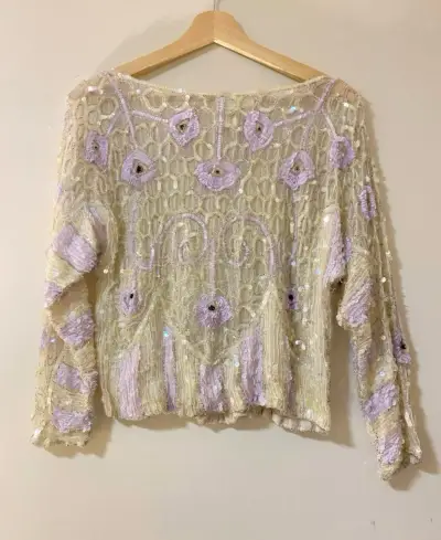 Blusa de encaje con lentejuelas Evoque Nadia - miniatura 3