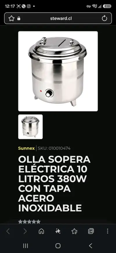 Olla sopera eléctrica Sunnex 10 litros 380W - miniatura 1
