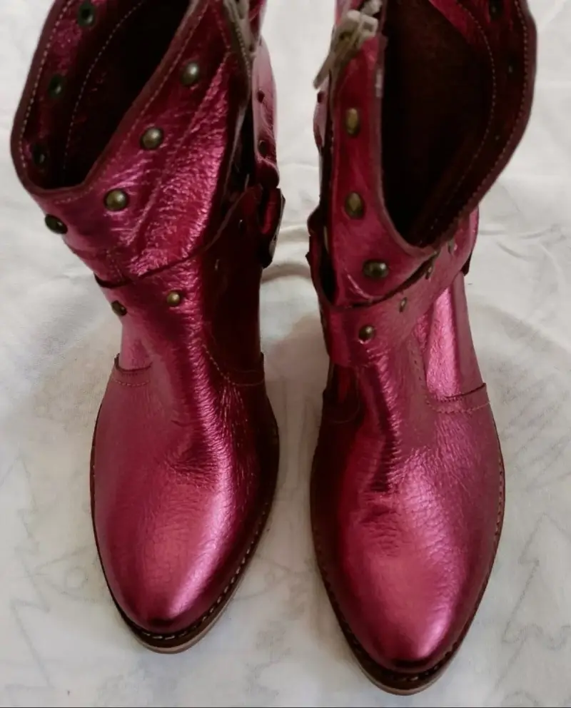 Botines de cuero satinado con tacón alto - 2