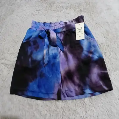 Shorts de mujer tie-dye azul y marrón - miniatura 2
