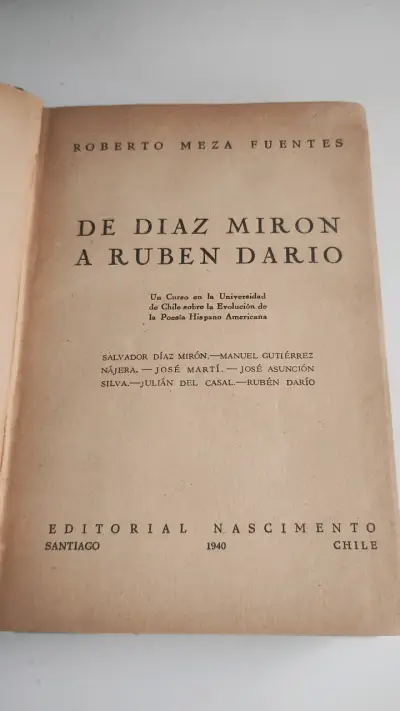 Libro antiguo 'De Díaz Mirón a Rubén Darío' 1940 - miniatura 2