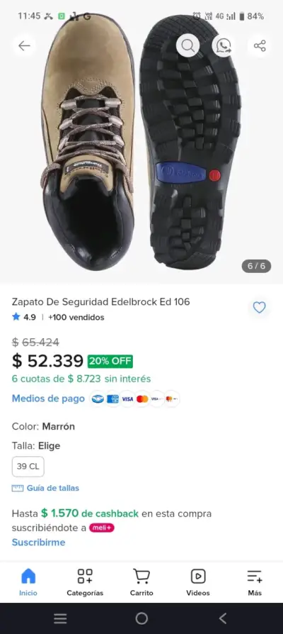 Botas de seguridad marrón Edelbrock Ed 106 - miniatura 4