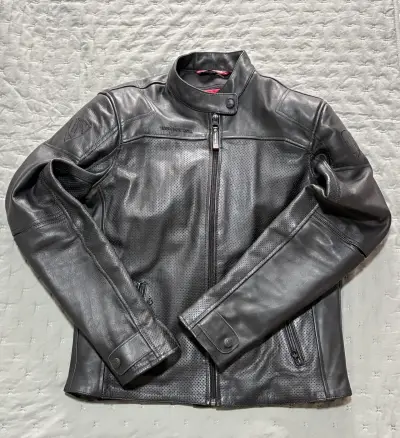 Chaqueta de cuero negra para motociclista Octane - miniatura 1