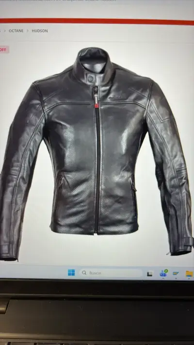 Chaqueta de cuero negra para motociclista Octane - miniatura 6