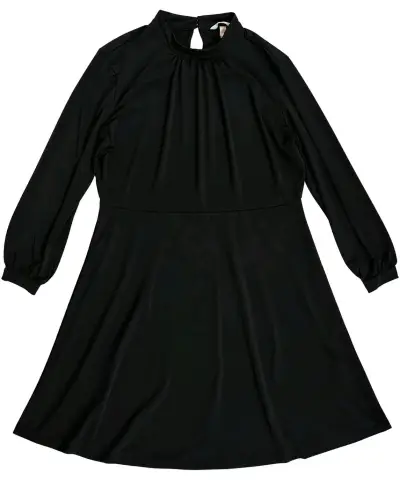 Vestido negro de manga larga elegante - miniatura 1
