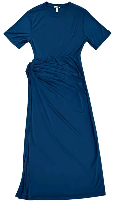 Vestido azul con diseño drapeado - miniatura 1