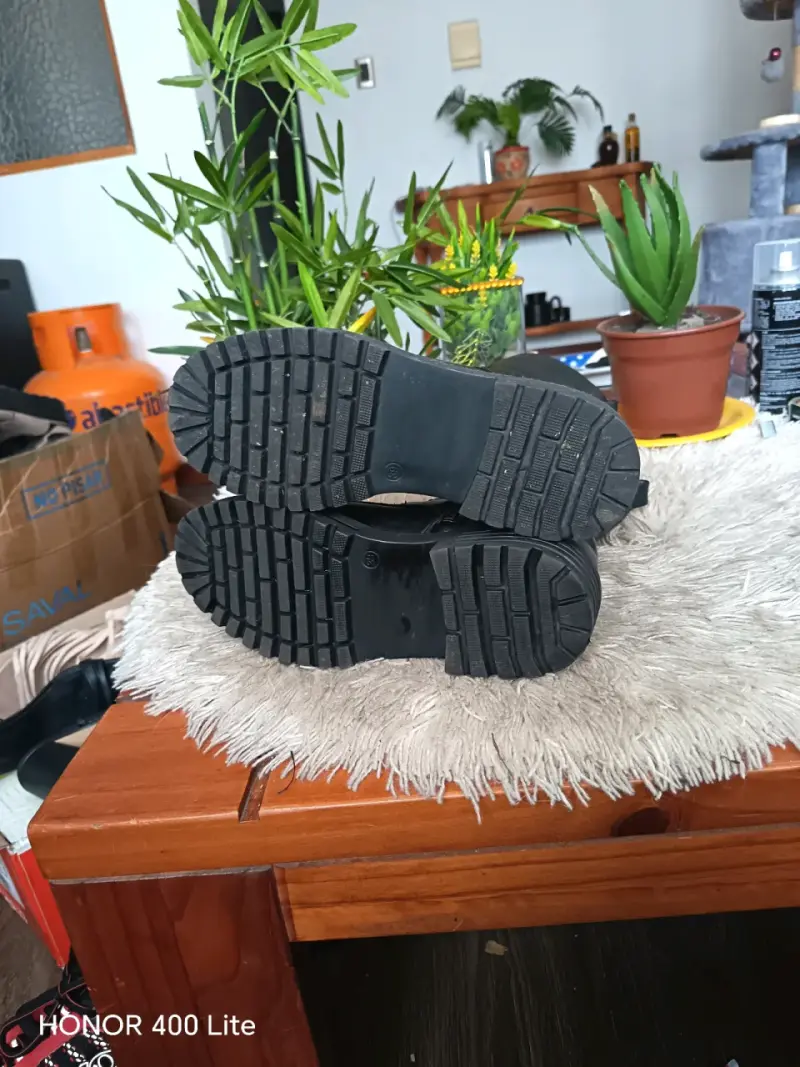 Botas de cuero sintético negro con plataforma - 6