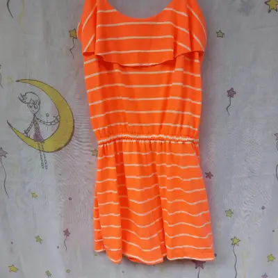 Enterito corto naranja a rayas para mujer - miniatura 3